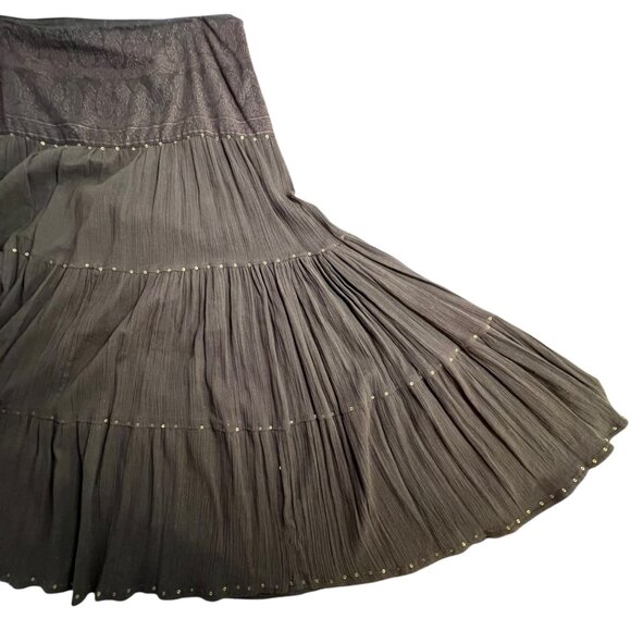 Brown Maxi Skirt Boho Gypsy Hippie Nature Forest Fairy Lagenlook Granola Size XL - Picture 4 of 12